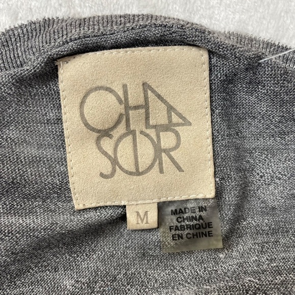 Chaser Long Sleeve Flounce Pocket Tee, Tri-blend Jersey, Streaky Gray, Size M - Picture 2 of 7